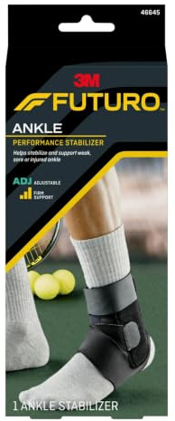 3M Futuro Sport Deluxe Black Ankle Stabilizer One Size Hook and Loop Strap for The Foot 46645ENR