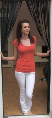 Heavy Duty Bug Blind,Strip Blind/Fly Blind-90cm wide -ALL BLACK- Complete With Screw In Fitting Hooks For Wooden Door frames