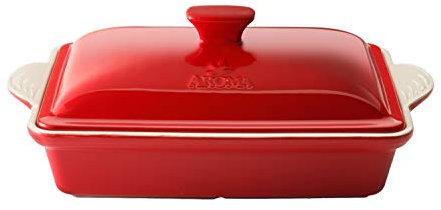 Aroma Housewares Doveware Casserole, 3.0 Quart, Ruby Red