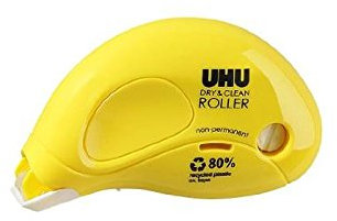 UHU DRY & CLEAN ROLLER Lot de 3 Rollers colle DRY & CLEAN Jetable repositionnable 8.5 m x 6.5 mm