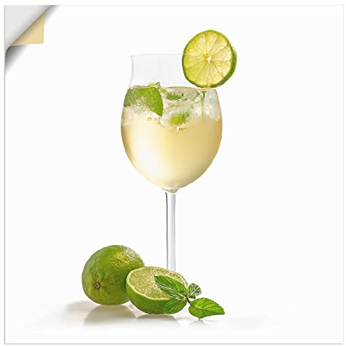 ARTland Wanddeko Wandtattoo selbstklebende Vinylfolie 40 x 40 cm Ernährung Genuss Getränke Cocktail Foto Grün Limette Minze Weinglas Hugo D1HF