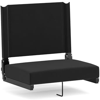 Flash Furniture Grandstand Portable Stadium Seat for Bleachers or Benches, Folding Padded Stadium Chair with Carrying Handle, 500 lb. Weight Capacity, Black