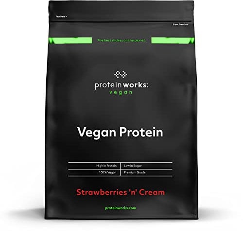 Protein Works - Vegan Protein Powder, Strawberries 'n' Cream, 16 Servings, 100% Plant Based & Natural, Premium Multi-Protein Blend, Low Fat Shake, Low Calorie Shake, 500g