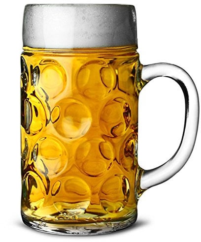 German Beer Stein Glass CE Lined at 2 Pints - Classic Beer Tankards Lined and CE Marked at 2 Pints