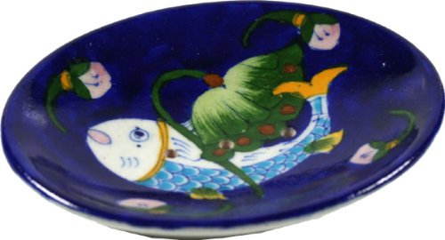 GURU SHOP Handbemalte Keramikseifenschale - Modell 5, 3x13x10 cm