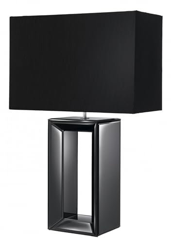Searchlight Reflections 1 Light Large Mirror Table Lamp With Black Silk Shade