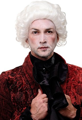 WIG ME UP - H9033-1001 Hochwertige Barock-Perücke Antike Renaissance Mann Weiß Locken Qualitätsperücke