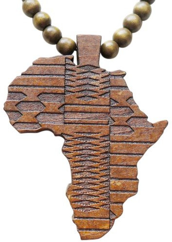 Hanessa Braun Damen u. Herren Schmuck.Africa Perlen Halskette, Land-Karte Afrika aus Holz Geschenk zu Weihnachten für die Frau/Freundin/Mann