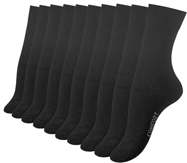 VCA 10 oder 20 Paar Damen Socken schwarz, COMFORT, Ohne Gummibund, Baumwolle