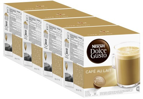 Nescafé Dolce Gusto Café au Lait, Lot de 4, 4 x 16 Capsules