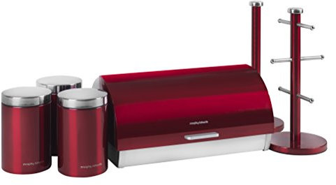 Morphy Richards 974100 Accents 6 Piece Storage Set, Stainless Steel, Red