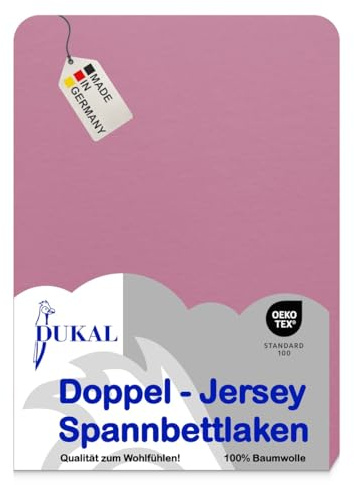 Dukal | Topper Spannbettlaken | max. Höhe 10 cm | 180x200 – 200x200 cm | aus hochwertigem DOPPEL-Jersey | 100% Baumwolle | Farbe: altrosa