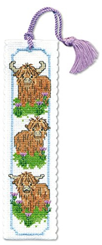 Textile Heritage Collection Cross Stitch Bookmark Kit - Wee Hieland Coos