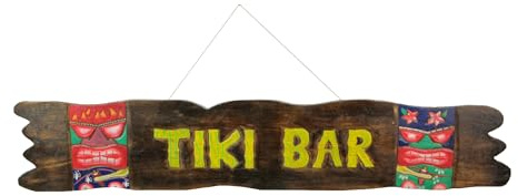 Things2Die4 99 cm Tiki Bar Schild mit Palmen, handgeschnitzt