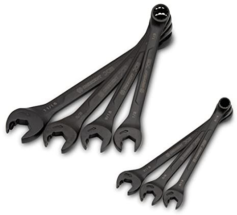 Crescent 7 Piece X6™ Black Oxide Spline Open End Ratcheting Combination SAE Wrench Set - CX6RWS7