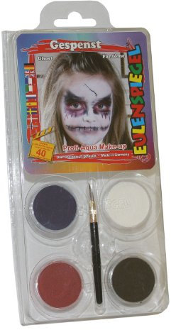 Eulenspiegel 204726 - Motiv-Set Gespenst, 4 Farben, 1 Pinsel, 1 Anleitung, für ca. 40 Masken, Karneval, Motto-Party