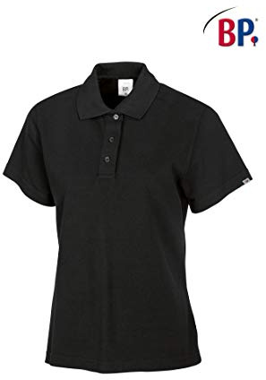 BP 1648-181-32-M Poloshirt für Frauen, 1/2 Ärmel, Polokragen mit Knopfleiste, 64 cm, 220,00 g/m² Stoffmischung, schwarz, M