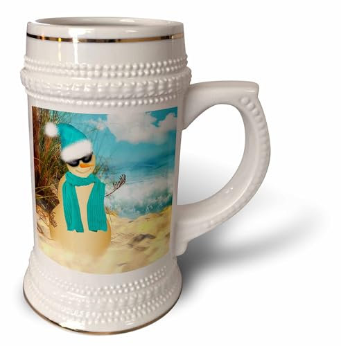 3dRose Sandy Beach Sandmann mit Meeresansicht Fun Spoof on a Schneemann. Steinbecher, 510 ml, 624 ml, Weiß