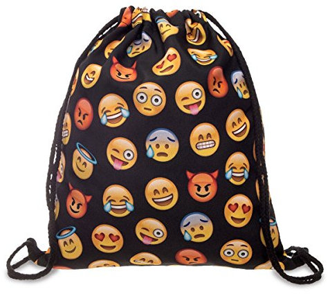 Ferocity Beutel Emoji Black Schwarz Aufdruck Fullprint Tasche Gymsac Turnbeutel Jutebeutel Print Bag Fitness [010]