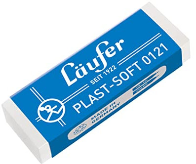 Läufer 00121 Plast Soft 0121 Radierer, weicher Radiergummi aus Kunststoff, für Bleistifte und Buntstifte, transparent