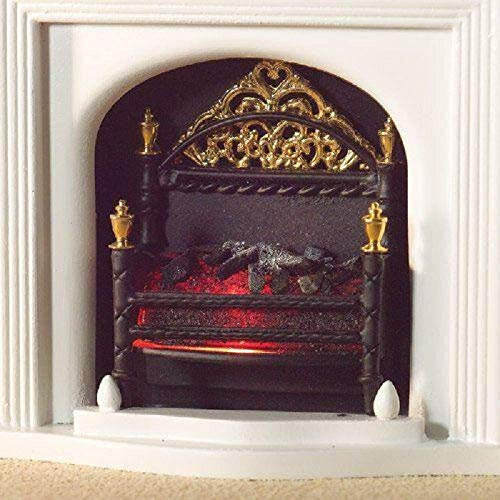 The Dolls House Emporium Light Up Fancy Victorian Fire Grate with Glowing Coals 12V Electric