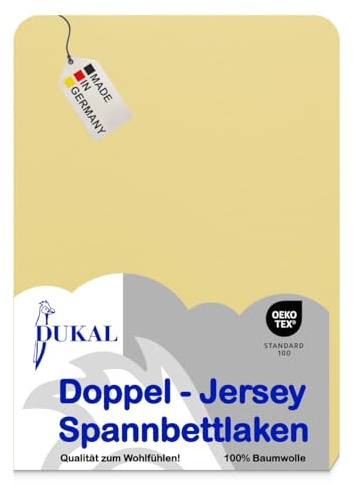 Dukal | Topper Spannbettlaken | max. Höhe 10 cm | 180x200 – 200x200 cm | aus hochwertigem DOPPEL-Jersey | 100% Baumwolle | Farbe: gelb