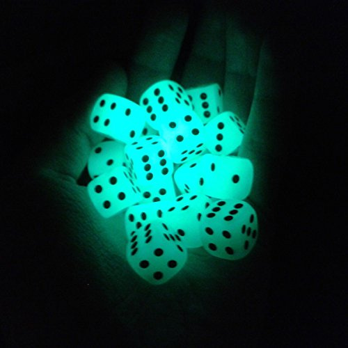 SmartDealsPro 10-Pack D6 Six Sided 14mm Glow In the Dark Dice Die by Smartdealspro