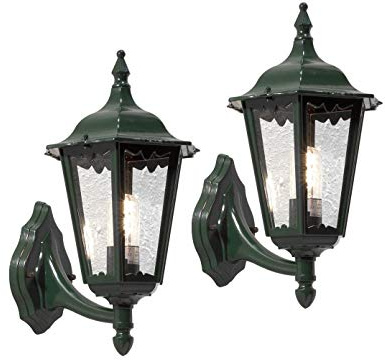 2er-Set Wandleuchte FIRENZE, vierstrebig, E27, Aluminium grün, Höhe 44 cm; KONSTSMIDE 7213-600