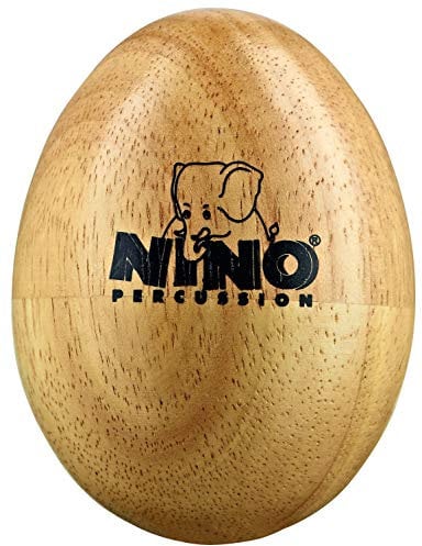 Nino Percussion Wood Egg Shaker - Hochet Œuf Medium pour Enfants à partir de 3 Ans - Instrument de Musique - Chêne du Siam, Naturel (NINO563)
