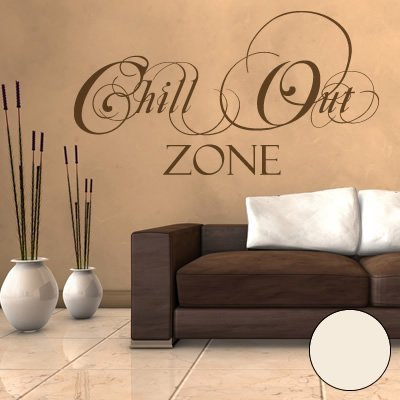 A525 Wandtattoo Chill Out Zone 111cm x 60cm creme-weiss (erh. in 40 Farben und 2 Größen)