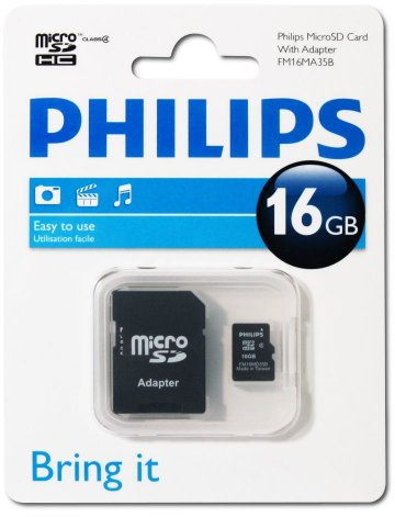 Philips Micro SD Karten FM16MA35B/10 – Flash-Speicher (16 GB, MicroSDHC, Klasse 4, schwarz)