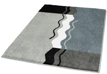 Kleine Wolke Badteppich Vanessa Platinfarben 60 x 100 cm | OEKO-TEX zertifiziert, rutschhemmende Unterseite, für Fußbodenheizung, maschinenwaschbar, 100% Polyacryl