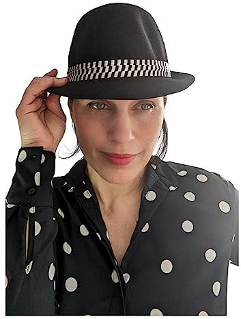 Krung Thai Ska Mutze - Schwarzer Porkpie 2Tone Music Festival Oi! Rude Boy Trilby XL 60cm