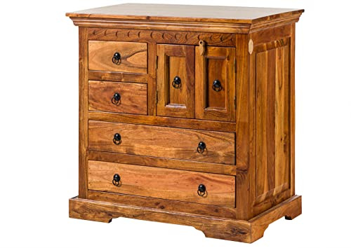 MASSIVMOEBEL24.DE | Oxford Kommode aus Massivholz #0446 Akazienholz - Honig, lackiert Kolonialstil 87x50x87 cm Kommode aus Massivholz Vollholzkommode