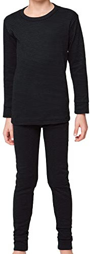 Celodoro Kinder Thermowäsche-Set Ringel-Optik - Schwarz 146-152