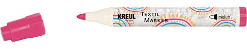 KREUL 90763 - Textil Marker medium, pink, mit großer unempfindlicher Faserspitze, Strichstärke circa 2 bis 4 mm, Stoffmalstift für helle Stoffe und Textilien, waschecht nach Fixierung