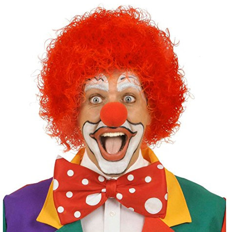 NET TOYS Rote Clown Afro Haare Harlekin Perücke rot Afroperücke Klown Lockenkopf Kindergeburtstag Lockenperücke Mottoparty Schelm Clownperücke Clownsperücke Kostüm Zubehör