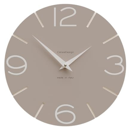 CalleaDesign - Smile Wanduhr, handgefertigt in Italien, 30 cm, elegant und leise, hohe Qualität, perfekte Geschenkidee [Milchkaffee und Leinen].