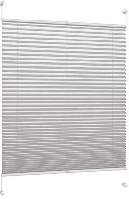 DécoProfi Plissee ohne Bohren Grau 70cm x 220cm (max. Gesamthöhe Fensterflügel) I Verspannte Plissees nach Maß mit Klemmträger/Klemmfix I Blickdichte Innenrahmen-Plissees zum Klemmen