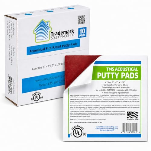 Schall- und feuerfeste akustische Spachtelpads, Box mit 10 Stück Trademark Soundproofing