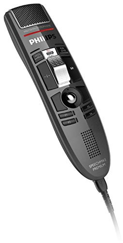 Philips LFH3510 SpeechMike Premium USB Dictation Slide Switch Operation Microphone, antimicrobial surface, superior audio quality with free floating decoupled microphone, motion sensor, charcoal