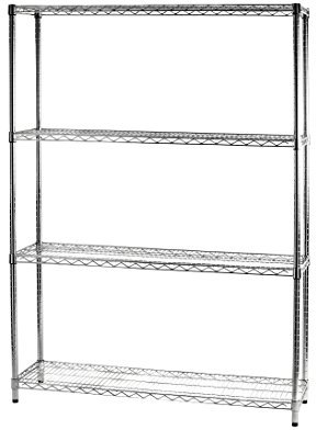 Archimede Sistema Componibile, Scaffale Quattro Ripiani, Grigio (Cromato), 121 x 36 x 168 cm