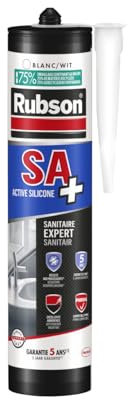RUBSON SA+ Mastic Sanitaire tous matériaux, Joint Silicone Neutre Alcoxy , sans Odeur, Coloris Blanc, blancheur longue durée, Cartouche 280 ml