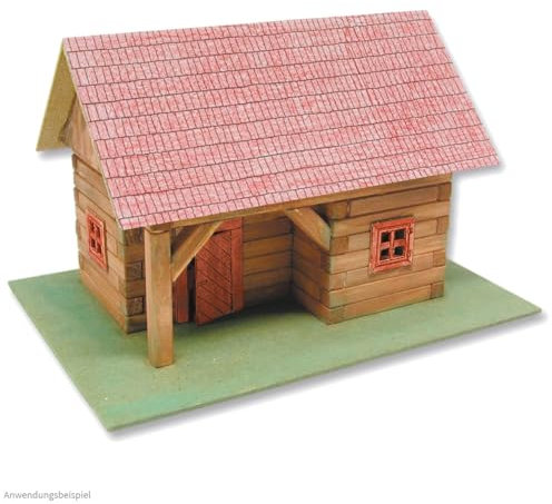 matches21 HOME & HOBBY Blockhaus mit Vordach DIY Holz Bastelset für Kinder ab 11 Jahren Bausatz