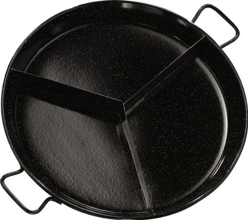 La Ideal - Paellera esmaltada (3 compartimentos), color negro, acero, negro, 55 cm