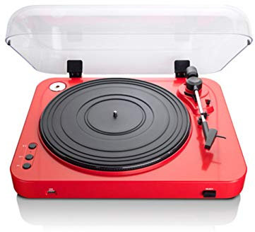 LENCO L-85 Giradischi con Registrazione Diretta su USB Key, Trazione a cinghia, Semiautomatico, Testina magnetica, Rosso Laccato