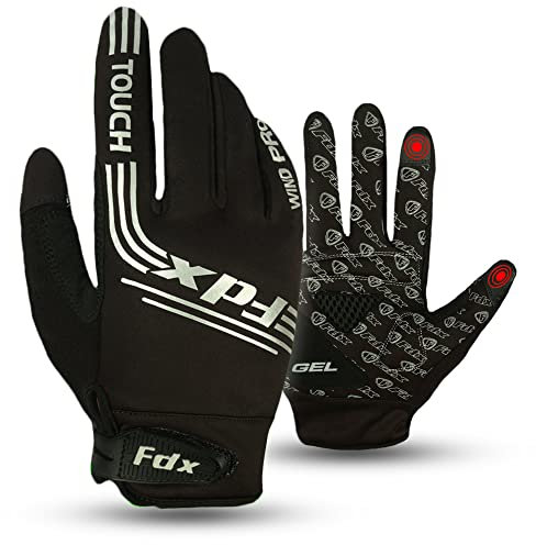 FDX Vollfinger-Fahrradhandschuhe für den Winter, atmungsaktiv, wasserabweisend, Winddicht, stoßfeste Gel-gepolsterte Handflächen, Touchscreen, rutschfest, Thermo warme, für Herren und Damen