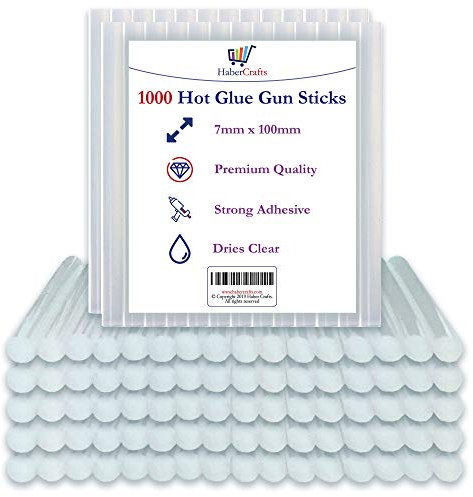 Hot Melt Glue Gun Sticks (7mm x 100mm) for Electric Glue Gun Strong Adhesive Bond Mini Melt Gluesticks Gluestick Art Crafts Bonding Woodwork Plastic Metal Fabric (1000 Pack)