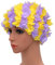 Medifier Cuffia da donna in stile rétro con petali floreali, ideale per piscina (Viola con accenti gialli)