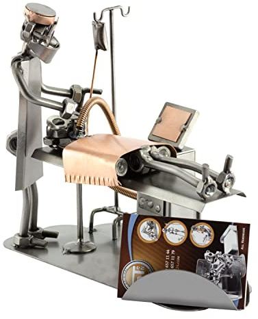 Steelman24 Schraubenmännchen Anästhesist mit Kartenhalter | Made in Germany,Handarbeit,Geschenkidee,Stahlfigur,Metallfigur,Metallmännchen